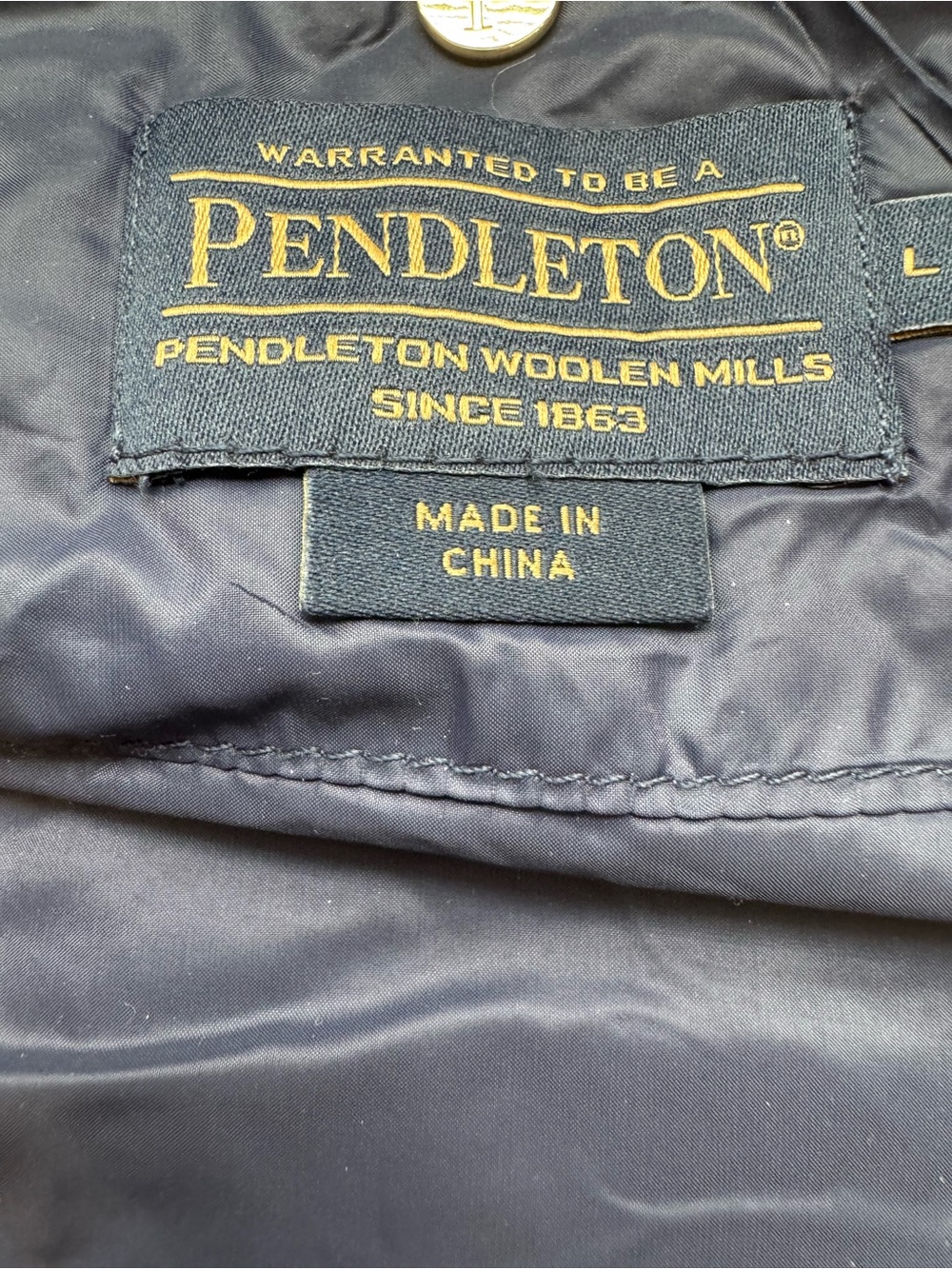 Pendleton Navy Quilted Jacket Interior Label - Picture 8 of 12
